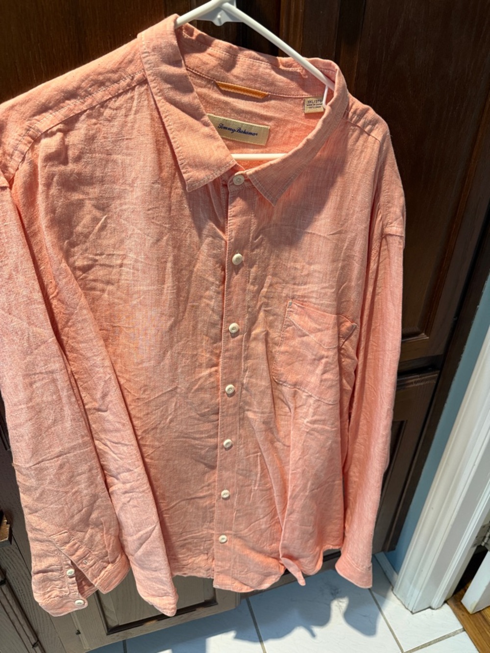 Tommy Bahama Men's Peach Button-Down Linen Shirt 3xl